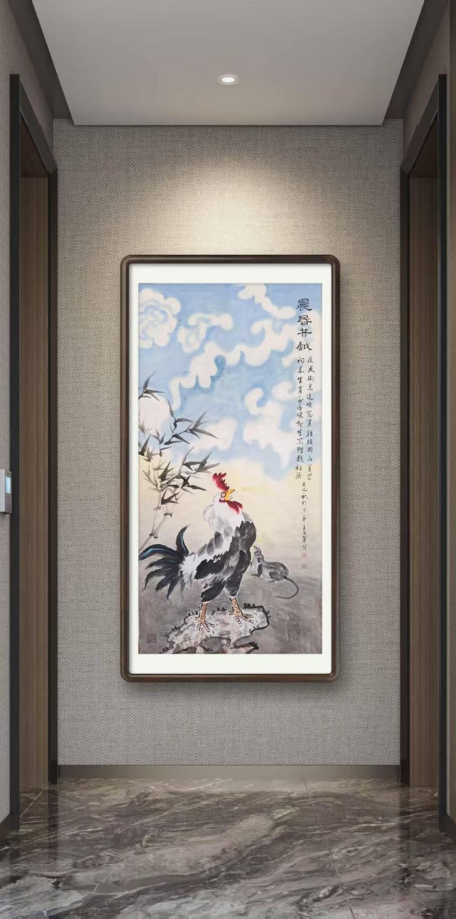 十二生肖系列国画《晨昏共戏》创作谈——以鸡与鼠的意象重构为核心(图4)